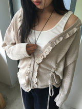 Punch Shirring Ruffle Cardigan (3color)