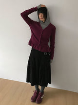 イージーストライプフードロングスリーブ