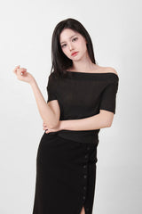 See-Through Ribbon Top Black