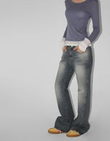 SIDE STUD FLARE DENIM