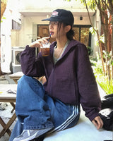Little Hooded Check Windbreaker
