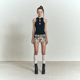 Hole Sleeveless Hoodie [Black]