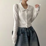 Ronnie Punching Collar Snap Punching Knit Cardigan
