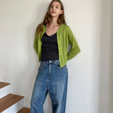 Summer Linen Round Neck Cardigan_Olive