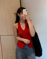 Bit halter button sleeveless
