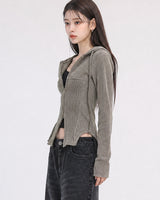 (W's) Side Slit Ribbed Hoodie