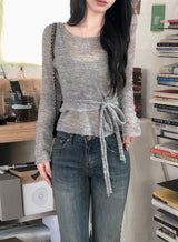 See-through Bustier Layered Strap Wool Knit (5color)