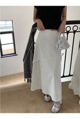 Work White Ribbon Long Skirt