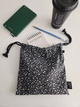 terazzo flat string pouch bag - black L