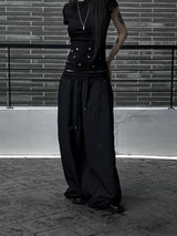 [unisex] pintuck rivet nylon pants (2color)
