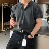 ユナイシティピグメントワッフルインシジョンヘンリーネックマッスルフィットショートスリーブTy