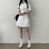 Furby A-line strap short-sleeved shirt mini dress