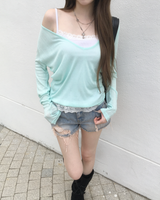 Lace denim shorts
