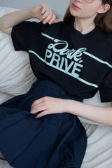 DVRK PRIVÉ STRIPED LOGO TEE - BLACK
