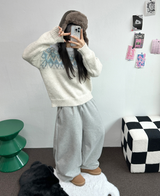 FLEECE-PICKABLE ❤‍🔥M-XL❤BASIC WIDE LONG PANTS UNISEX🖤🩶2COLOR