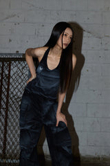 Dirty Washed Layered Halter Neck - Black