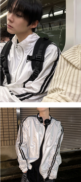 glossy track windbreaker