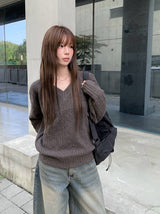 Kafun Vintage Washing Denim Wide Pants