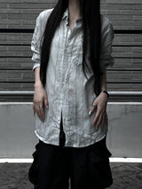 [unisex] オーバーフィットストライプシャツ (2color)