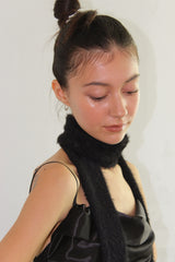 FUR KNIT LONG MUFFLER / BLACK