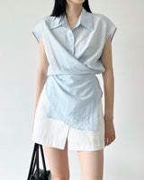 letter linen wrap blouse