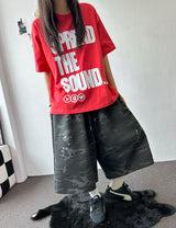 オーバーワールド ビッグレター グラフィック セミクロップ Tシャツ 4カラー