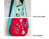 UnsocialNight original literary retro versatile カジュアル イラストプリントワンショルダークロスボディバッグ for women