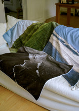 nature pillow blanket - blue bada