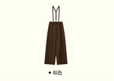 Hong Kong style pleated retro loose wide-leg overalls suit casual trousers