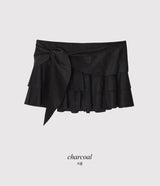 [SHOPPERMADE] Latte Suede Tiered Mini Skirt (2color)