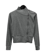 Gad High Neck Zipper Collar Diagonal Zip-Up