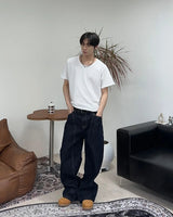 Elt raw wide denim pants