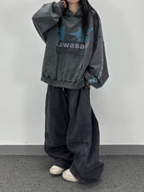 denim washing big balloon pants