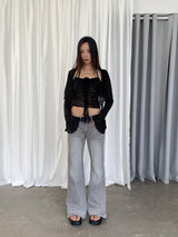 Rose frill sleeveless cardigan set