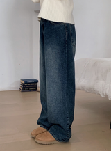 Deep Blue Balloon Wide Denim Pants