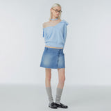 Strap one-shoulder sweater