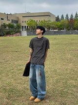 レイヤードストライプショートスリーブTシャツ (4 Colors)