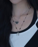 NEWALRIN バタフライダブルレイヤーネックレス