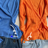 V-neck ribbed button slim fit long sleeve knit wrap cardigan (5 colors)