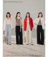Easy-fit Straight Banding Wide Summer Slacks