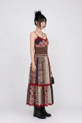 ETHNIC PATCHWORK LACE MAXI DRESS