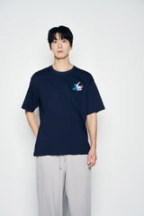 25SS FRENCH SCRIPT LOGO SHORT SLEEVE T-SHIRT DARK NAVY