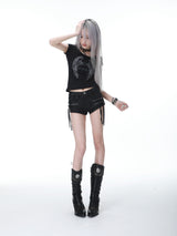 SEXXDEVIL Waxed Zip Micro Shorts