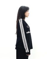 PEANUT STAIN - 4ストライプス アーム ブラック ボクシー ロングスリーブ Tシャツ