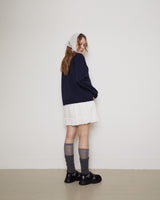 Frill 8 button pk shirt / navy
