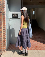 [ORIGINAL] Moel Cancan Check Midi Skirt