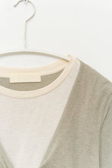 (W) Tie Linen Layered Top