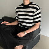 LMN Cobbs Twisted Stripe Short Sleeve Knitwear (3 colors)