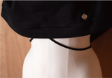 One-Shoulder Crop Sweatshirt-Black