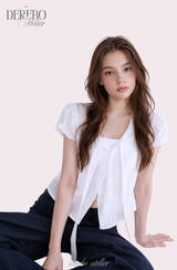 Pure strap short-sleeved blouse